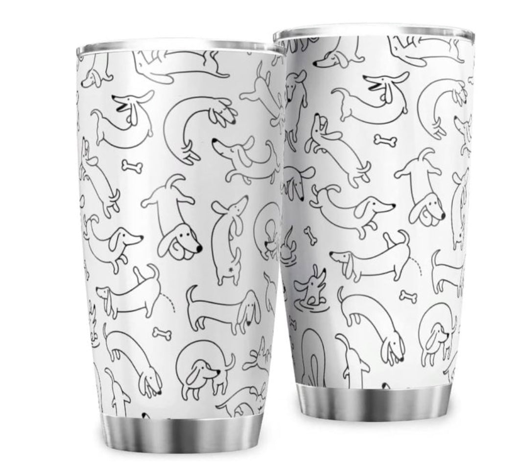 Black Outline Dachshund 20 oz. Stainless Steel Tumbler – WeenieWarmers