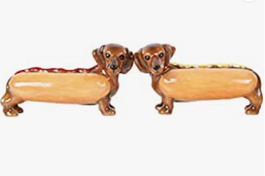  Fine Porcelain Ceramic Dachshund Dogs Salt and Pepper Shakers  Set, 5 L: Home & Kitchen