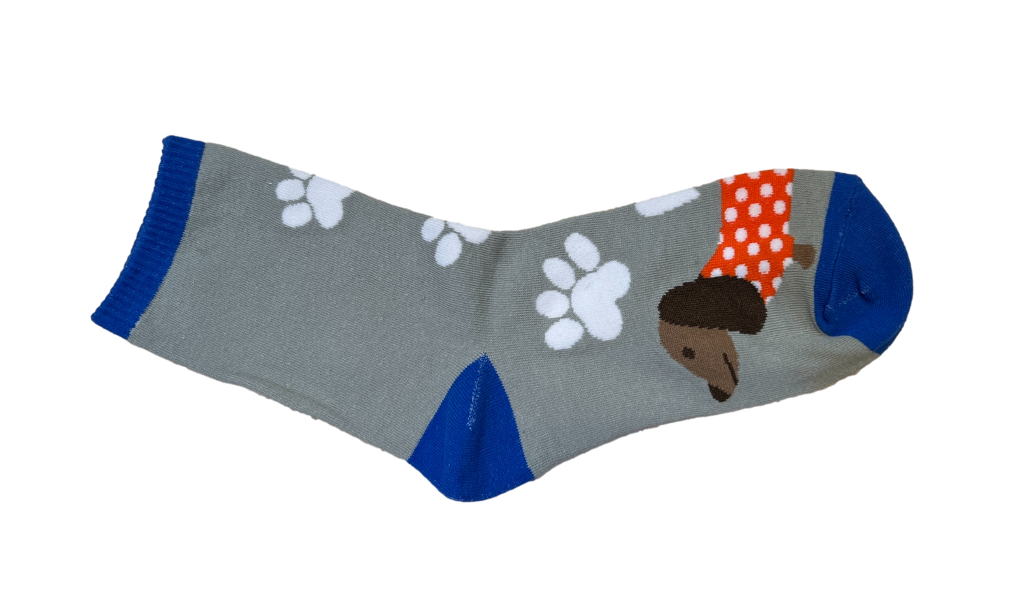 Blue & Gray Dachshund Socks