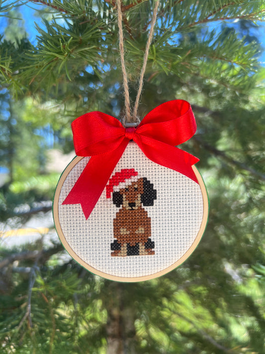 Classic Cross Stitch Dachshund Ornament