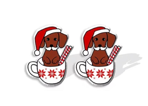 Dachshund Coco Holiday Stud Earrings