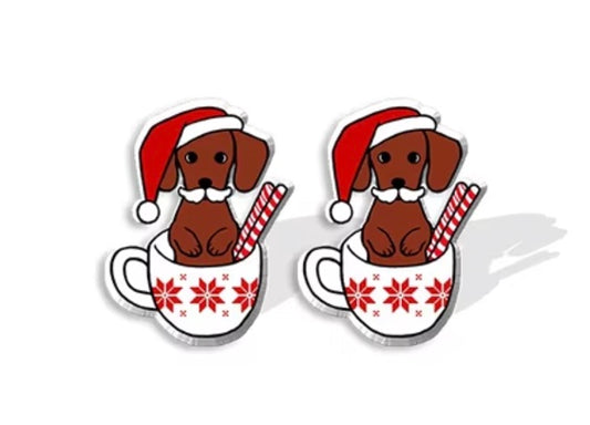 Dachshund Coco Holiday Stud Earrings