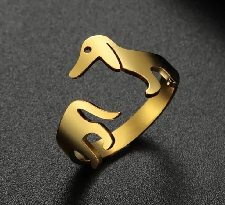 Stainless Adjustable Dachshund Wrap Ring