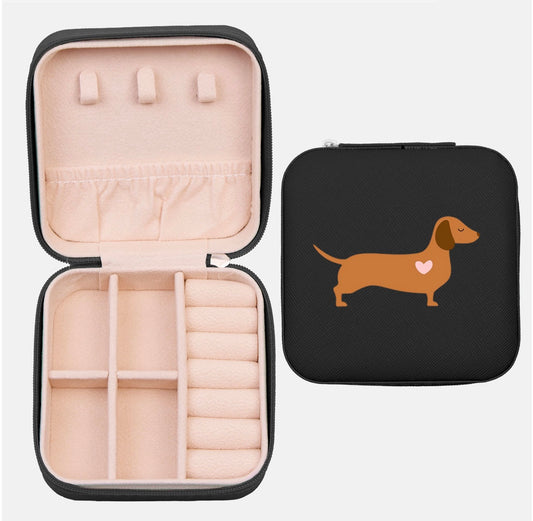 Travel Jewelry Box - Dachshund Heart