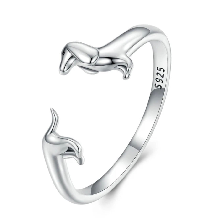 Sterling Silver Adjustable Dachshund Ring