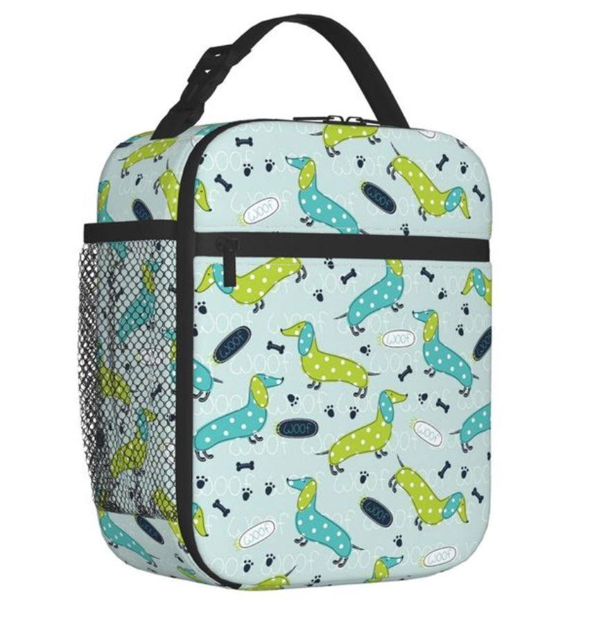 Blue-Green Dachshund Rectangular Insulated Lunch Bag