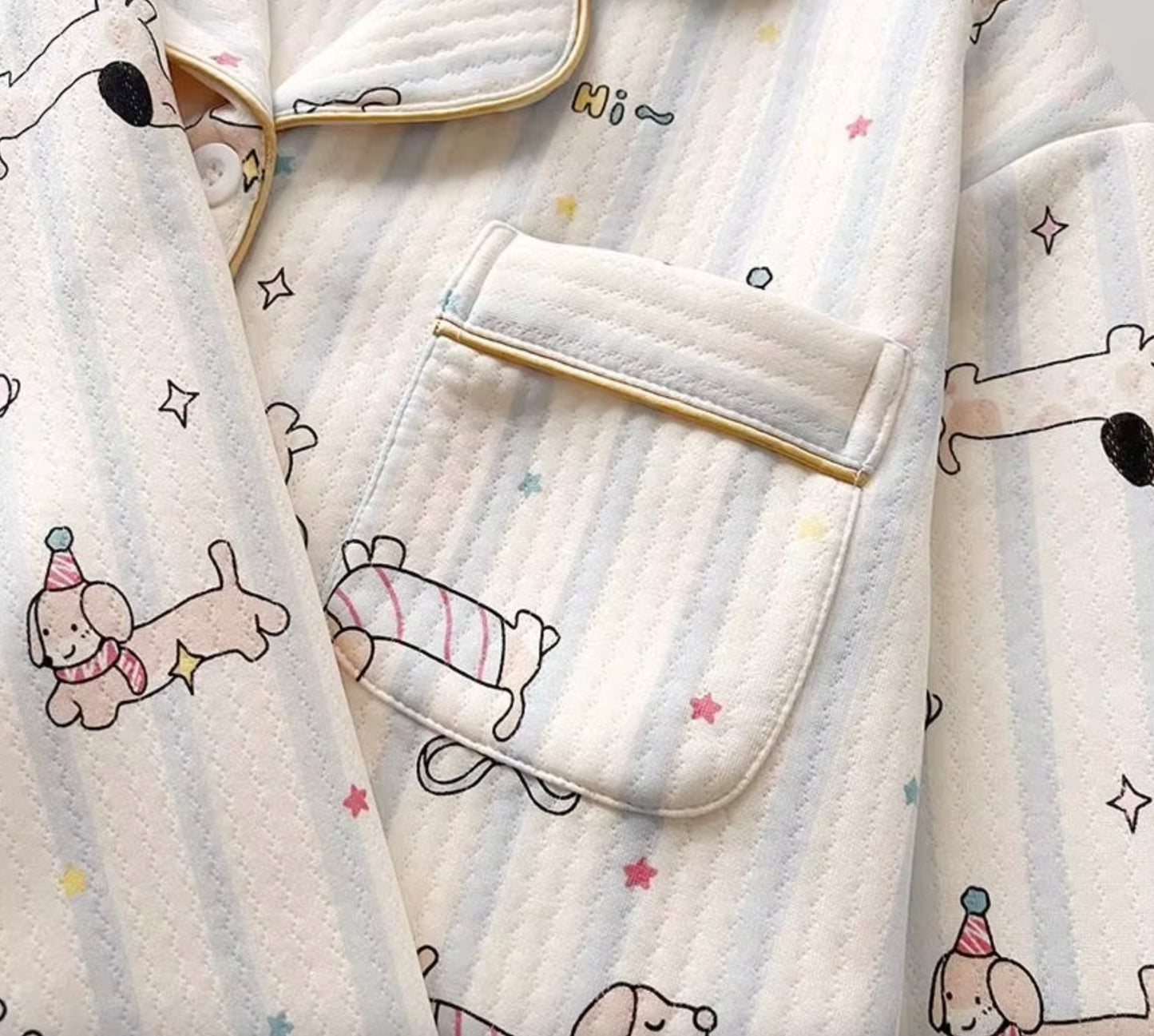 Quilted Party Dachshunds Pajama Set