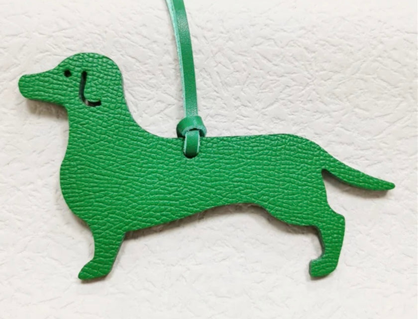 Flat Leather Dachshund Bag Charm