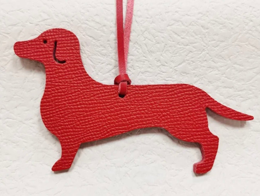 Flat Leather Dachshund Bag Charm