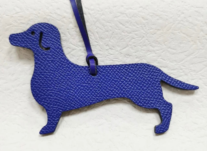 Flat Leather Dachshund Bag Charm