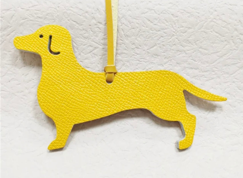 Flat Leather Dachshund Bag Charm