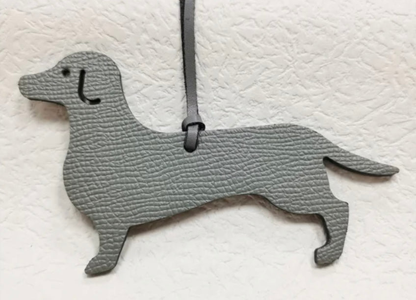 Flat Leather Dachshund Bag Charm