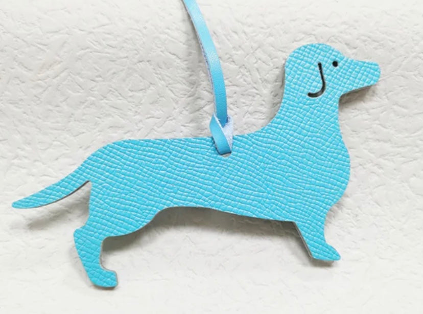 Flat Leather Dachshund Bag Charm