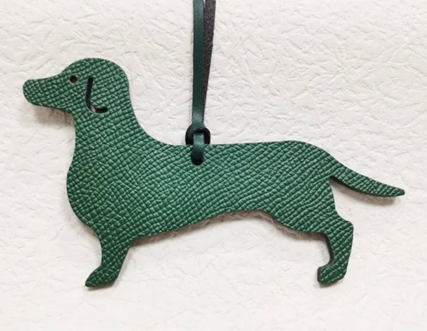 Flat Leather Dachshund Bag Charm