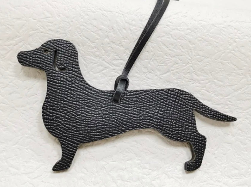 Flat Leather Dachshund Bag Charm