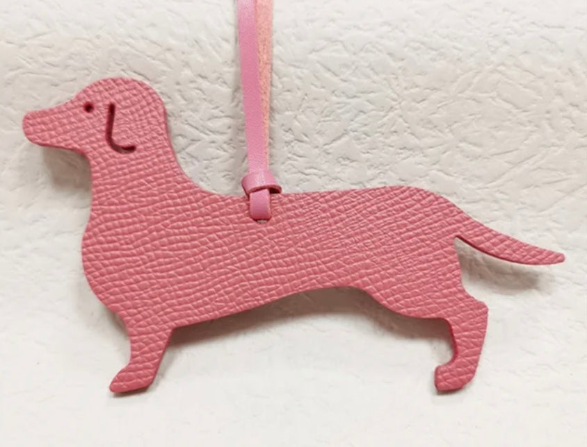 Flat Leather Dachshund Bag Charm