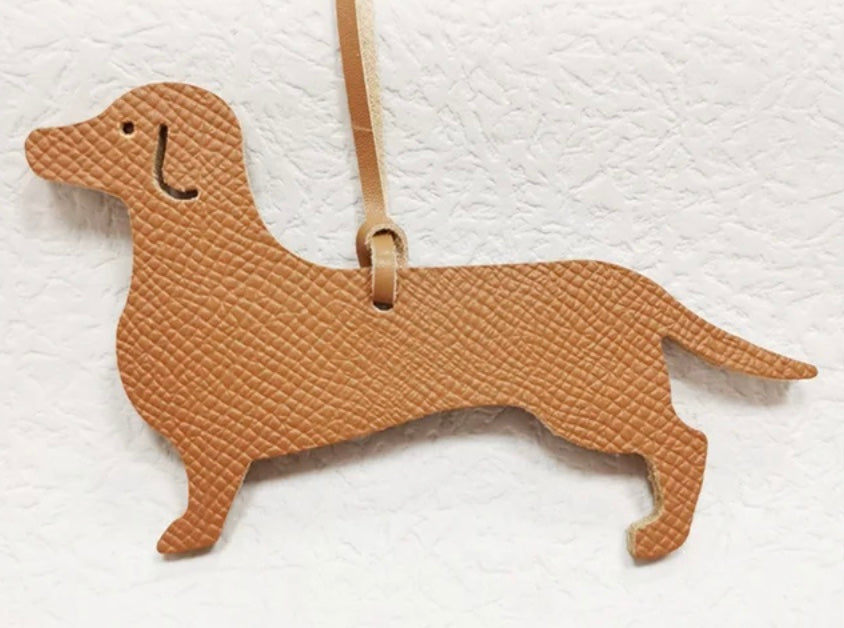 Flat Leather Dachshund Bag Charm