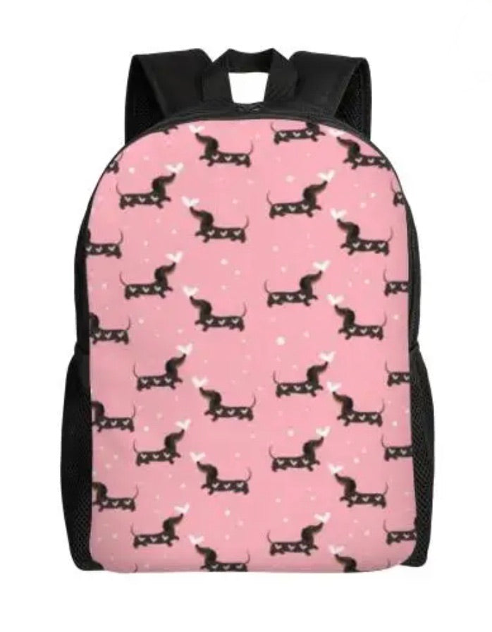 Pink Heart Dachshunds Backpack