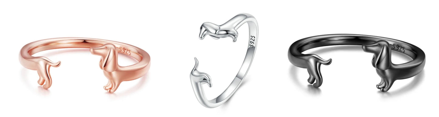 Sterling Silver Adjustable Dachshund Ring