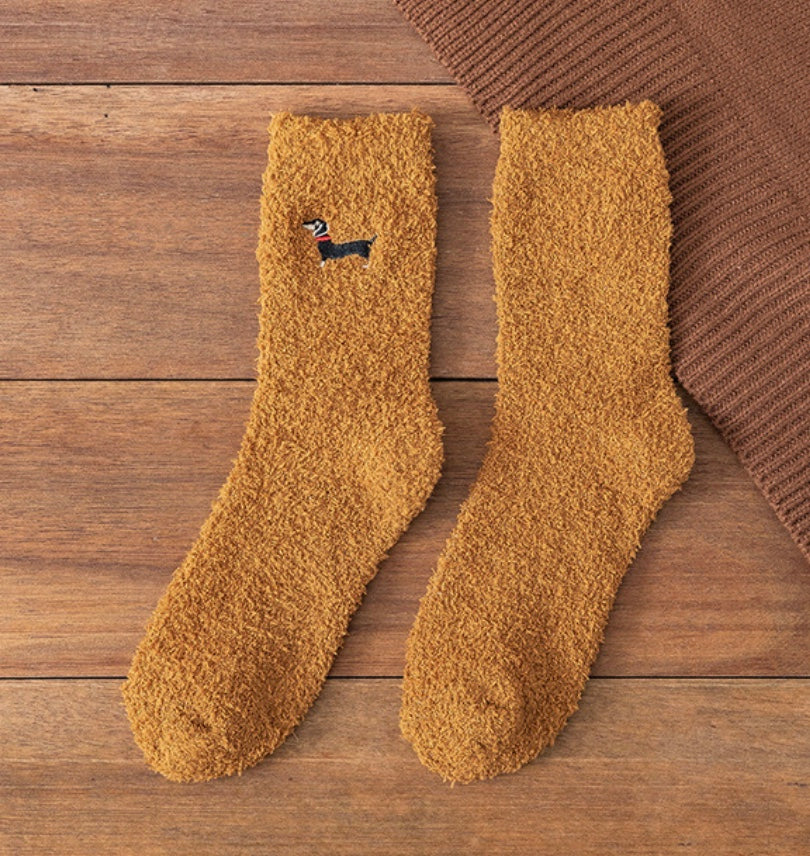 Unisex Fluffy Dachshund Crew Socks