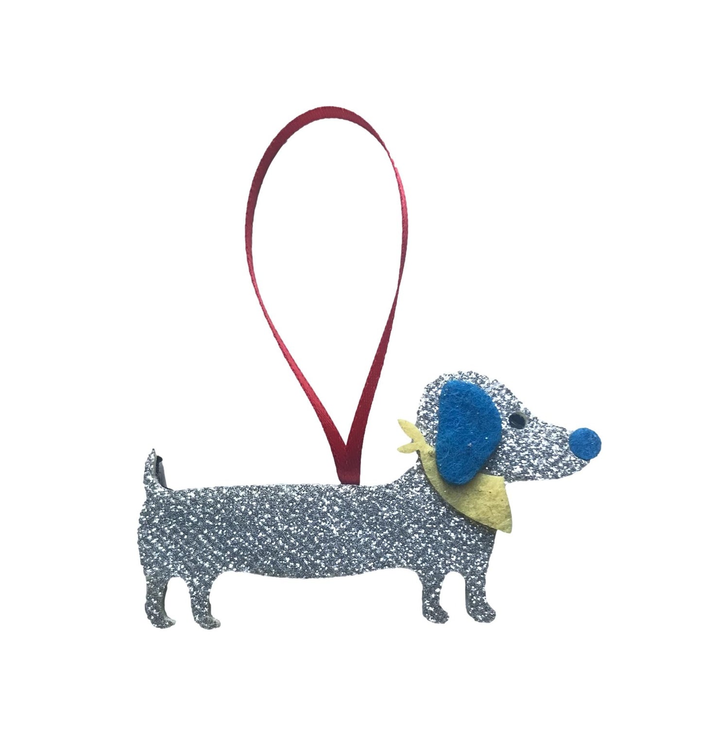 Silver Sparkly Dachshund Mini Tree Ornament