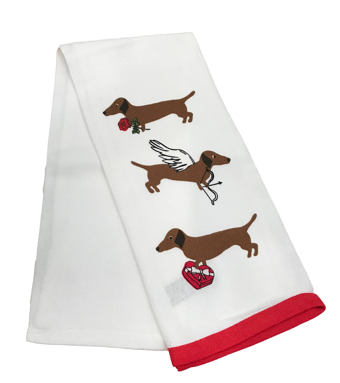 Big Cupid Dachshund Dish Towel