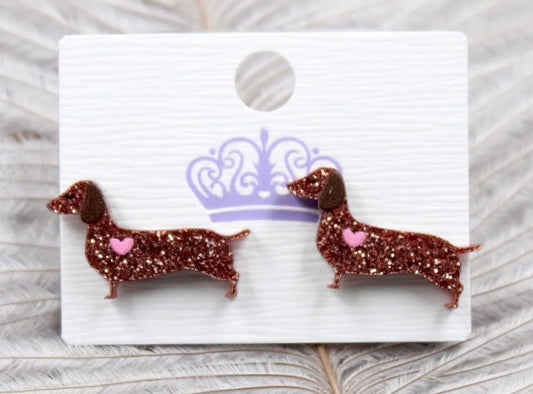 Dachshund Heart Stud Earrings