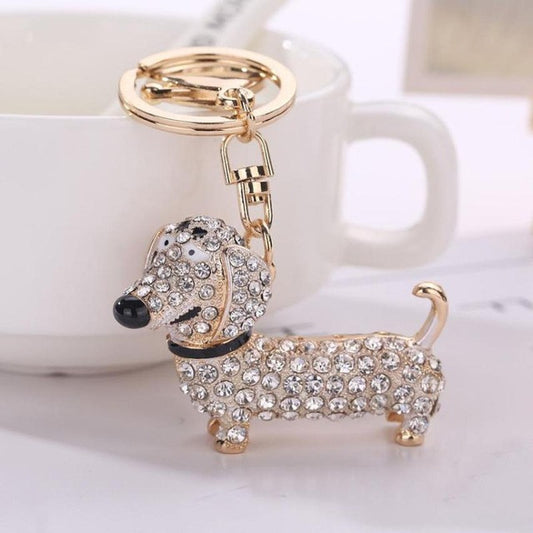 Rhinestone Dachshund Tassel Keychain